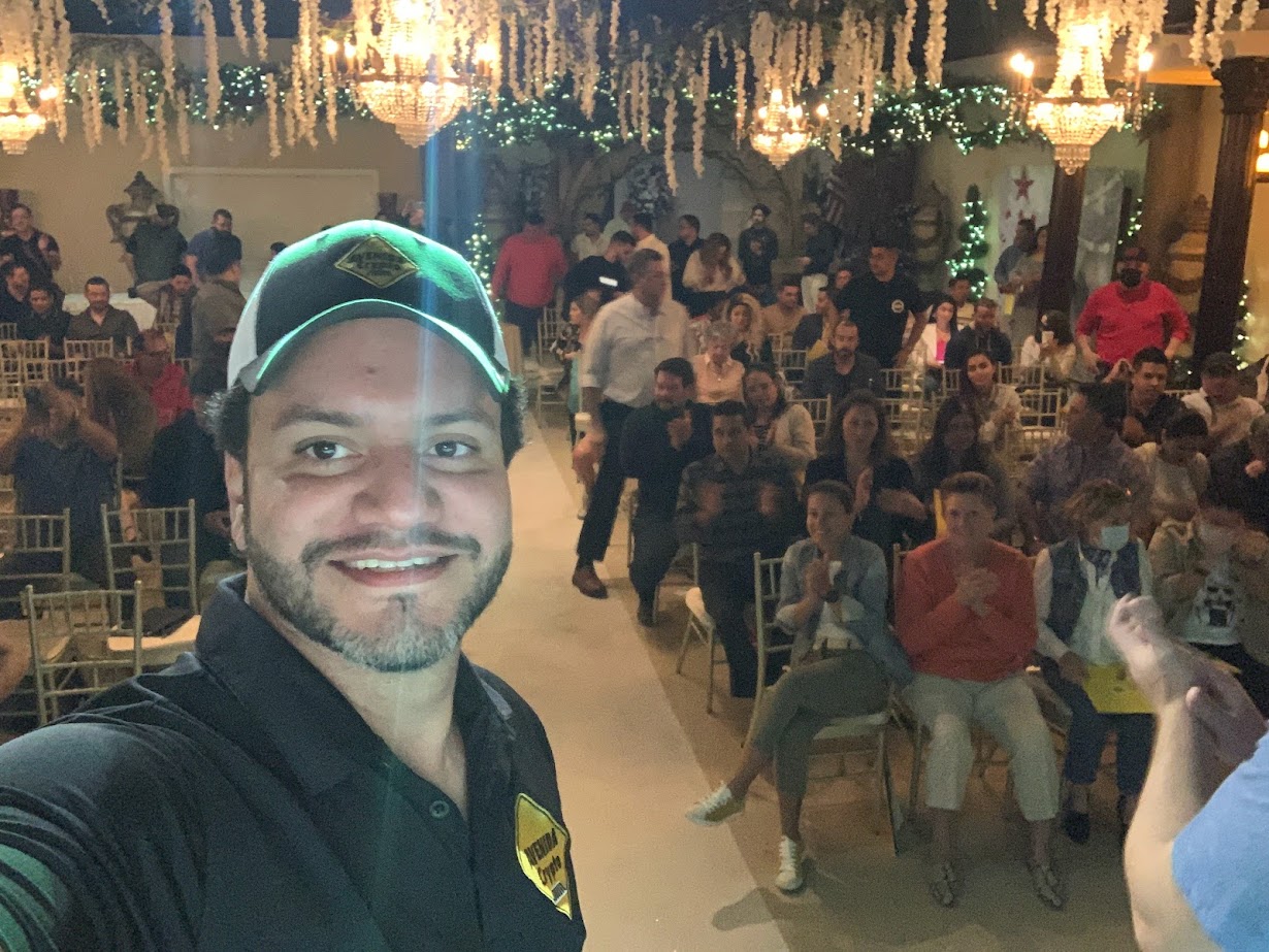 Team and partners on stage at an industry event